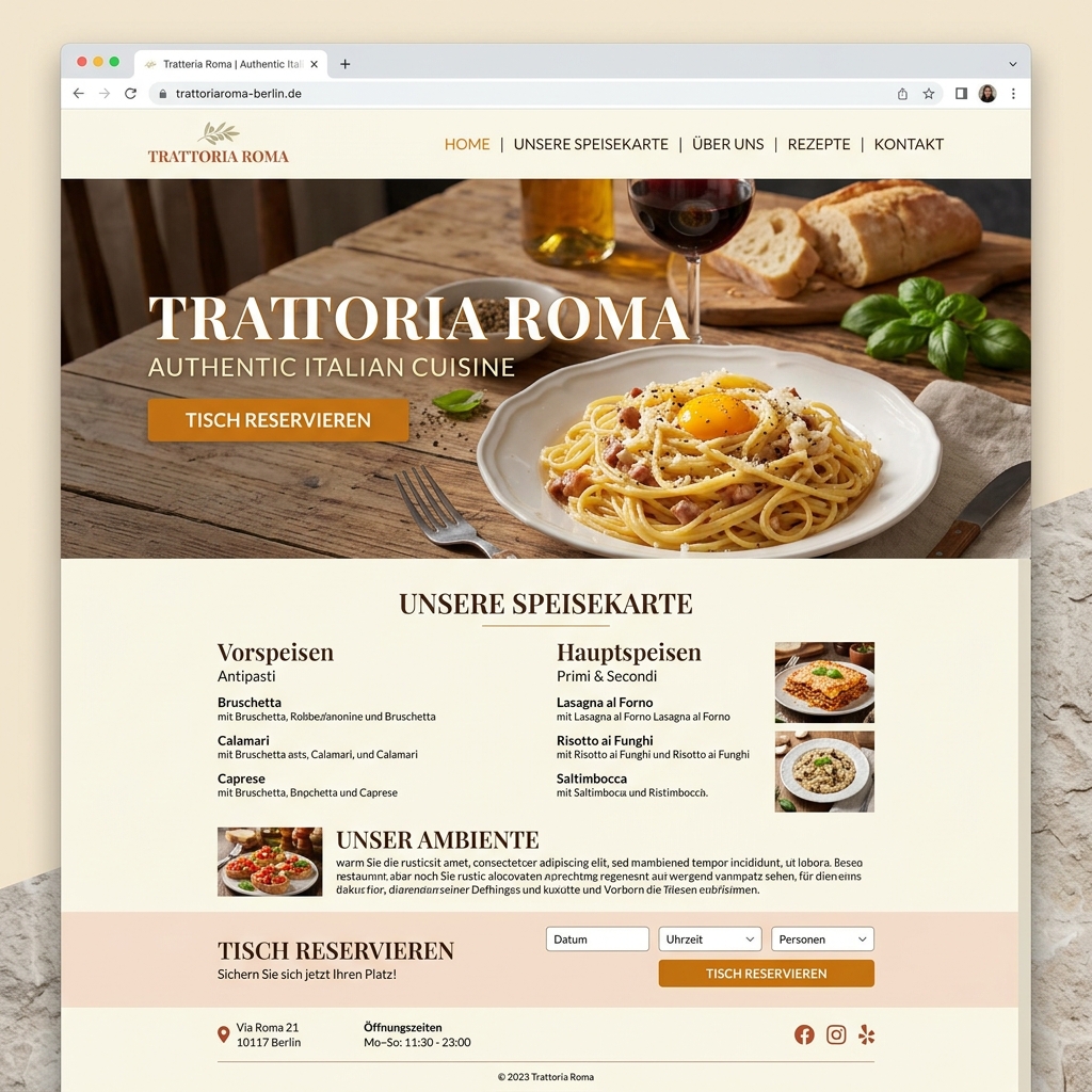 Website für Trattoria Roma